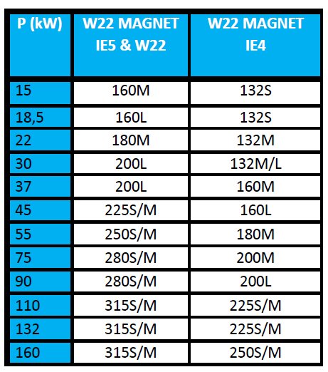 moteur ie4 ie5 weg w22 magnet
