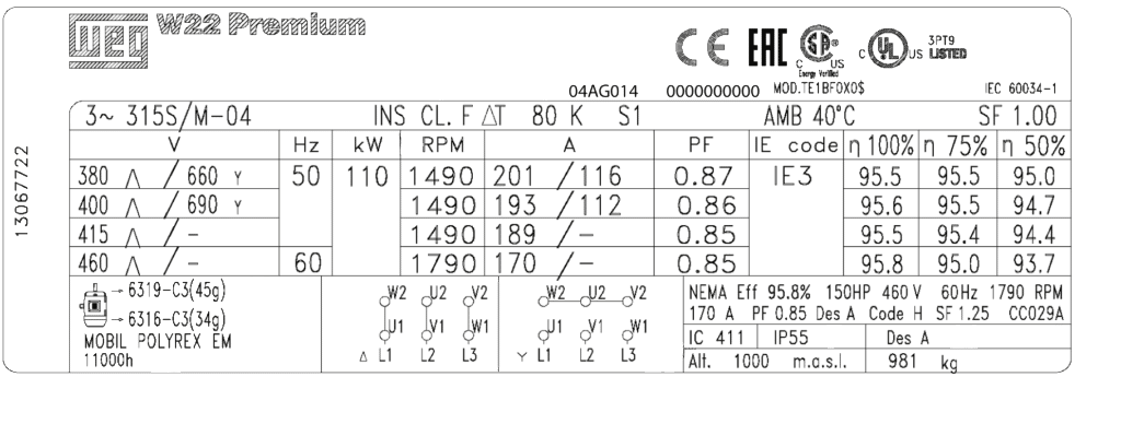 plaque signalétique WEG